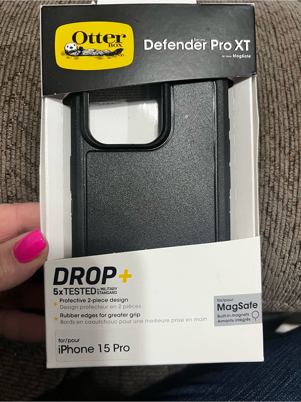 OtterBox Defender Pro XT Black Rugged Case for iPhone 15 Pro - MagSafe
